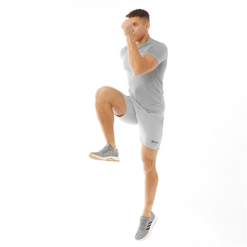 OKAMI Sport Mens Ninja 7 Inch Training Shorts Light Grey