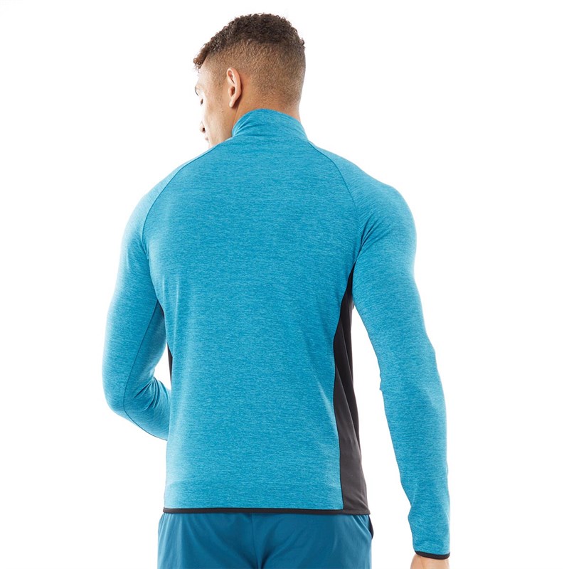 OKAMI Sport Mens Furnace 1/4 Zip Training Top Teal Spacedye