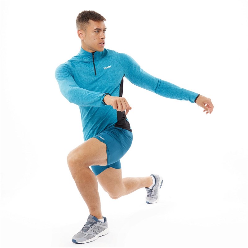 OKAMI Sport Mens Furnace 1/4 Zip Training Top Teal Spacedye