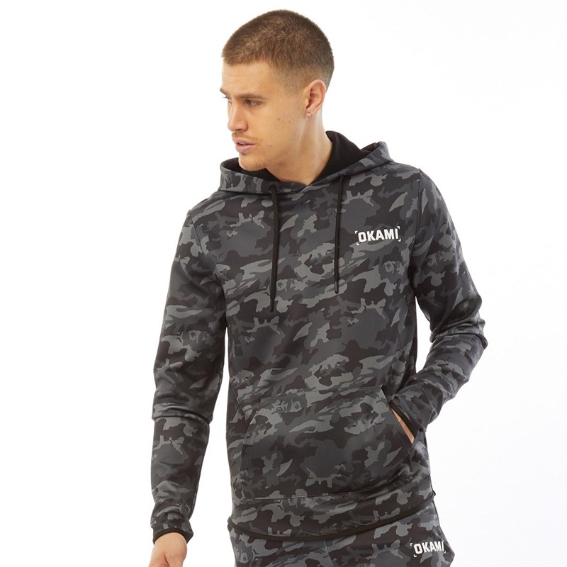 Buy OKAMI Sport Mens Bootcamp Printed Hoodie Black Camo