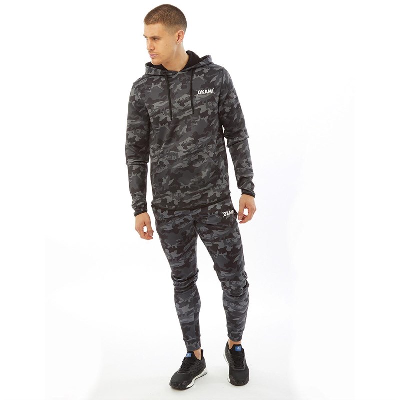 OKAMI Sport Mens Bootcamp Printed Track Pants Black Camo