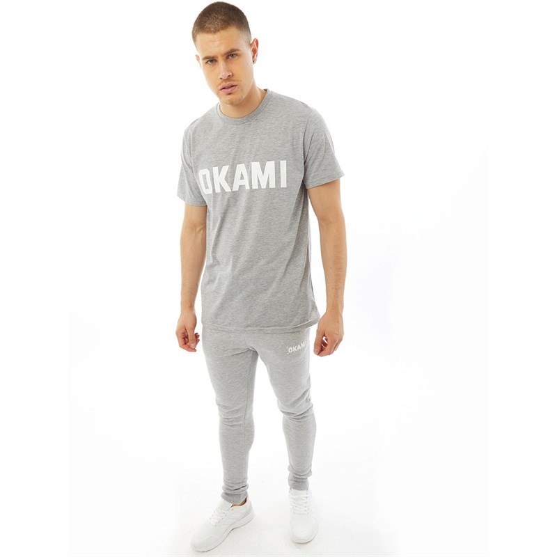 OKAMI Sport Mens Court Essential T-Shirt Grey Marl