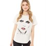 Blondie Hauts Décontractés Red Lips Fashion Femme Blanc Cassé