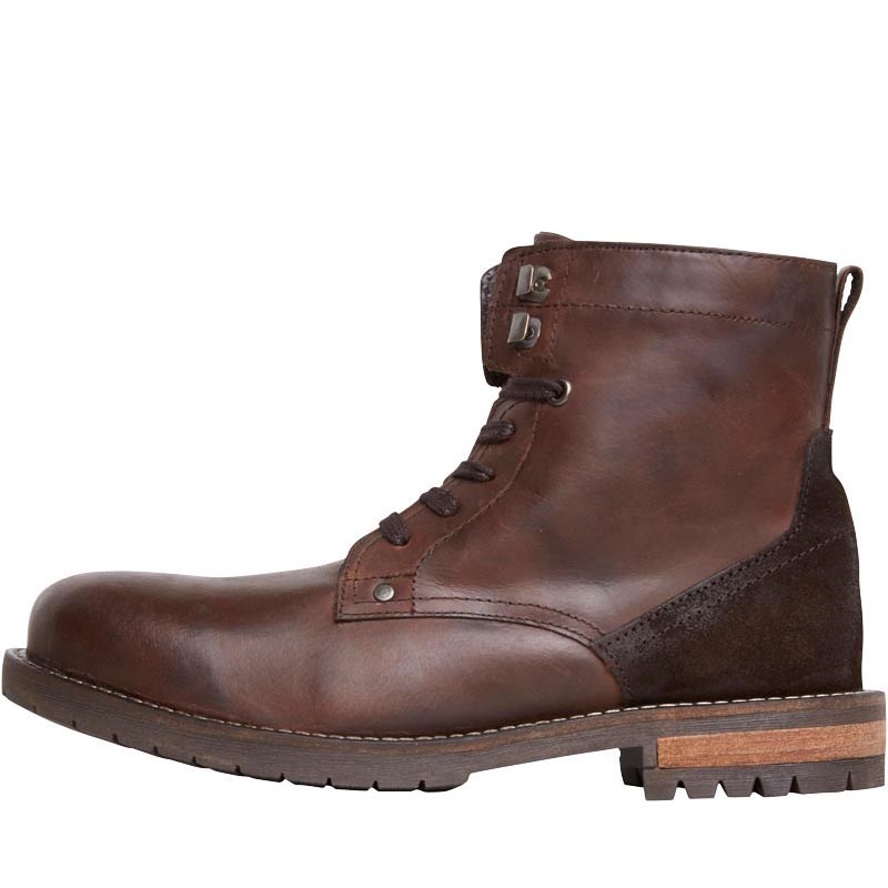 brown leather worker boots