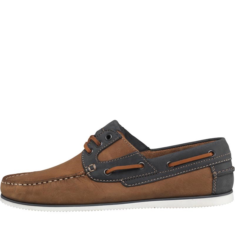 tan and navy shoes