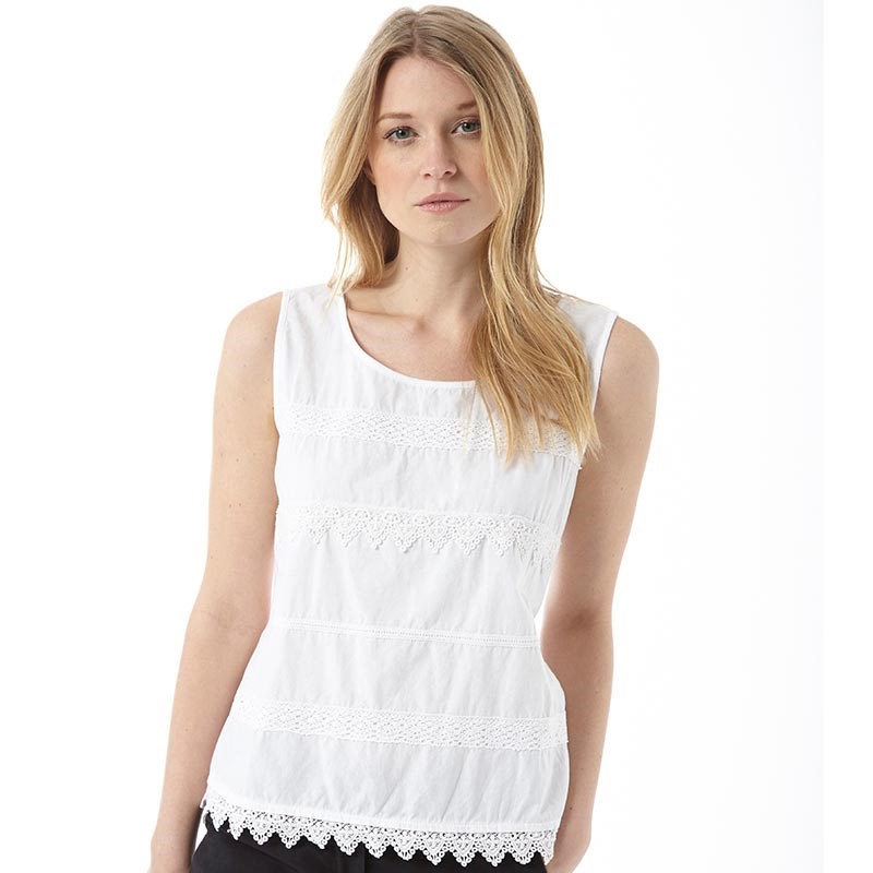 Onfire Womens Lace Trim Sleeveless Top White Onfire Womens Lace Trim Sleeveless Top White