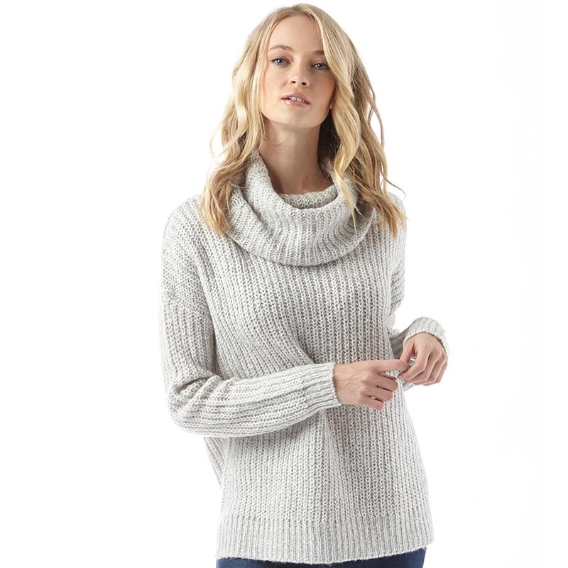 Buy Onfire Womens Cowl Neck Sweater Light Grey Twist