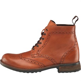 Onfire Męskie Skórzany Brogue Buty Ciemny Czerwony