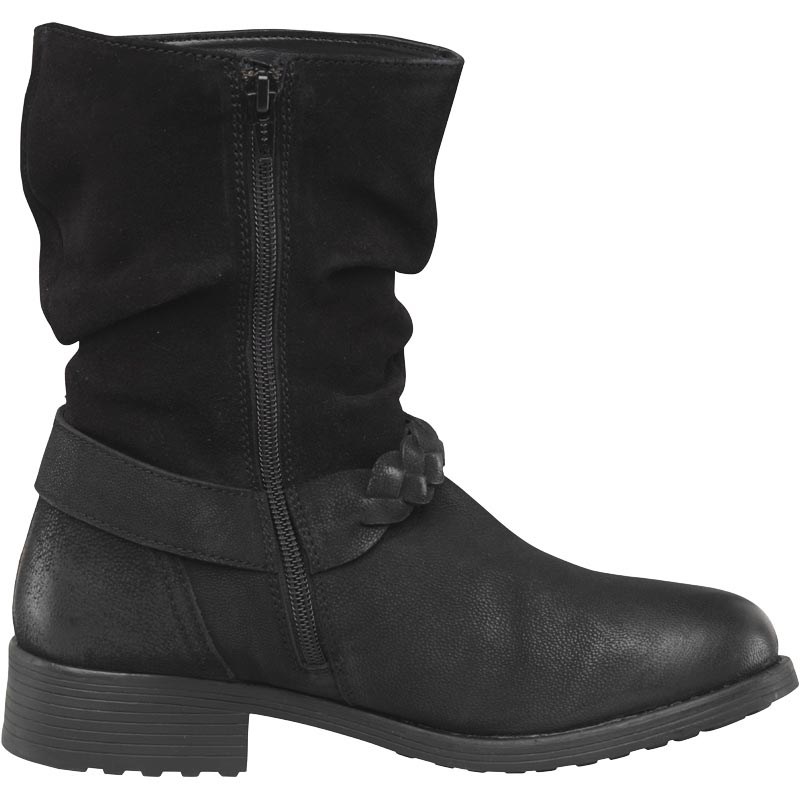 Buy Onfire Womens Mid Height Leather/Suede Ruched Boots Black