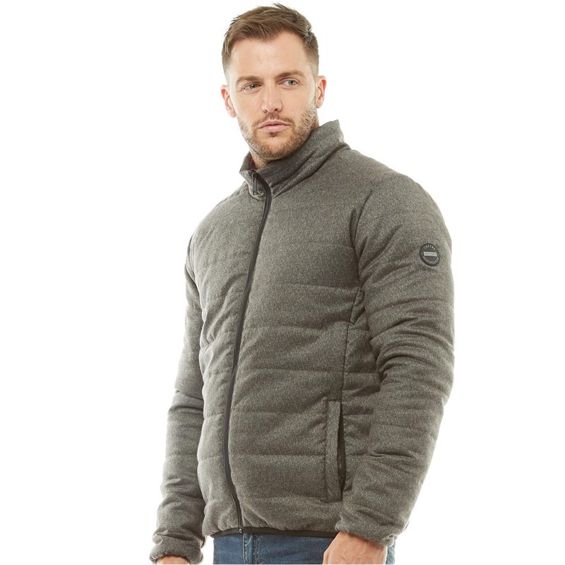 Buy Onfire Mens Funnel Neck Padded Jacket Grey