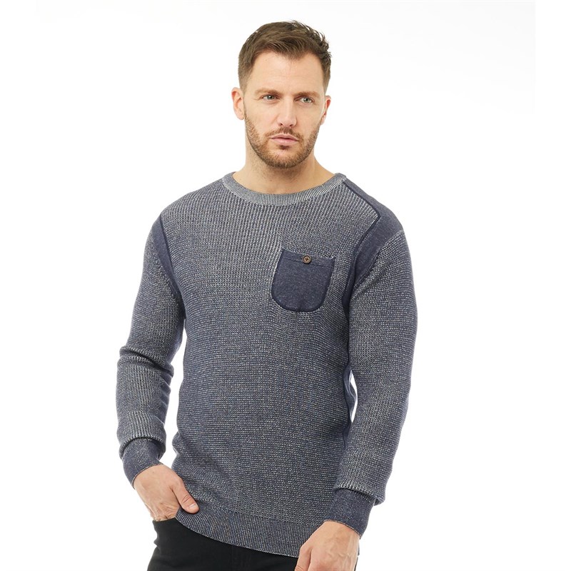 Buy Onfire Mens Crew Neck Sweater Navy Twist