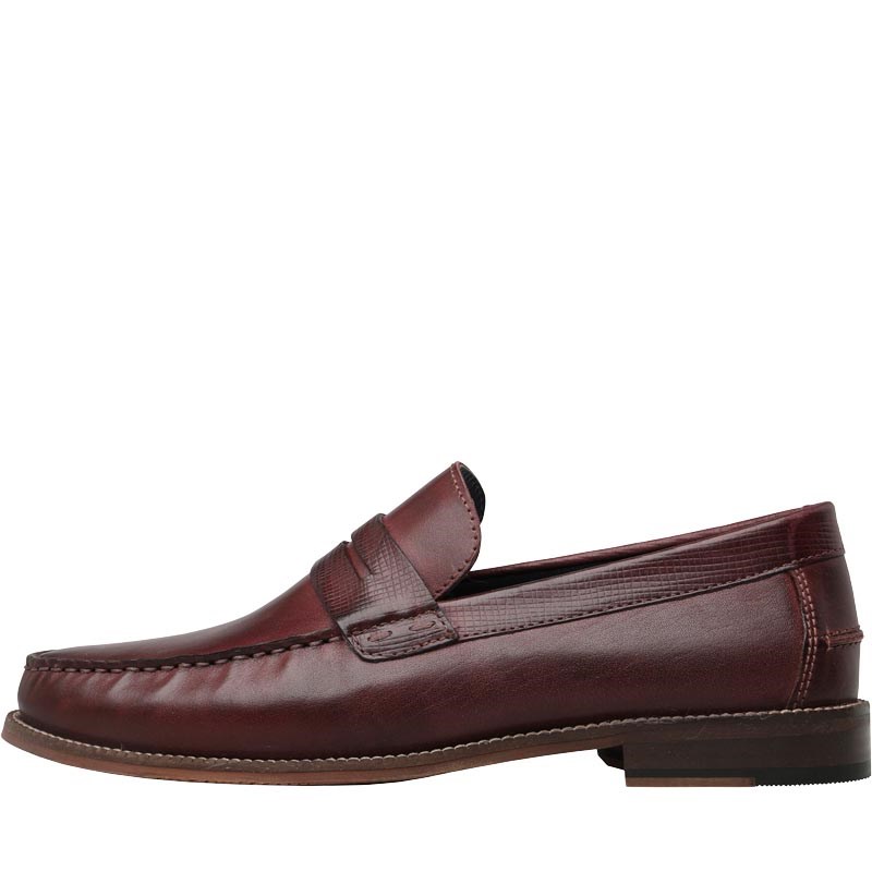 Buy Onfire Mens Leather Loafer Shoes Burgundy
