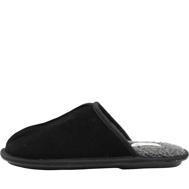 Buy Onfire Mens Suede Mule Slippers Black/Charcoal