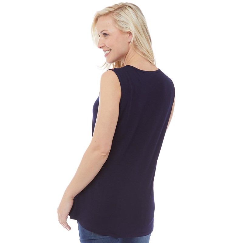 Buy Onfire Womens Sleeveless Top With Printed Yoke Navy