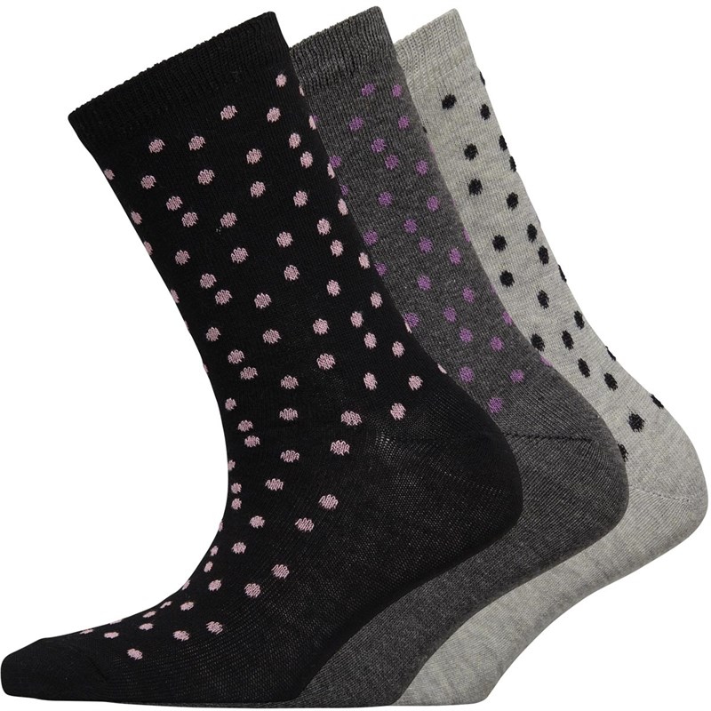 Image of Onfire Womens Three Pack Socks Grey/Black/Pink