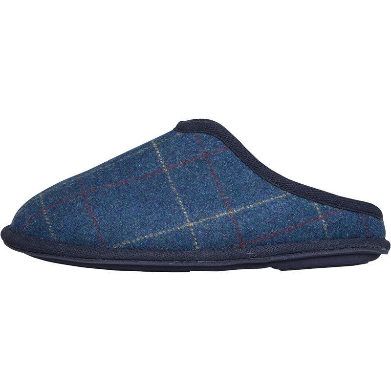 Onfire Mens Checked Mule Slippers Blue