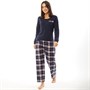 Onfire Womens Ls Top And Woven Pants Pyjama Set Navy