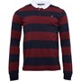 Onfire Mens Striped Rugby Shirt Navy/Burgundy