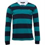 Onfire Mens Striped Rugby Shirt Navy/Green