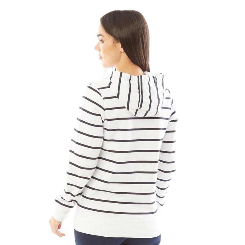 Onfire Womens Striped Zip Through Hoodie Winter White/Navy