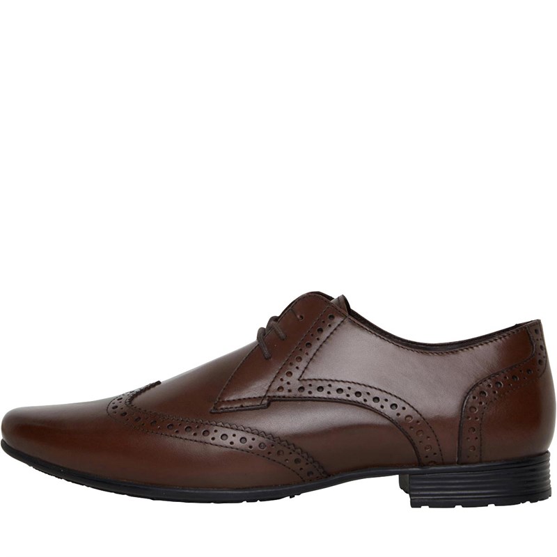 Onfire Mens Leather Wing Tipped Brogues Brown