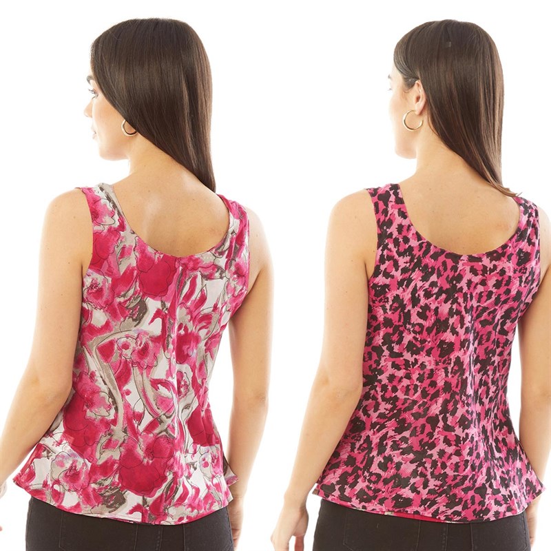 Onfire Womens Reversible Sleeveless Top Pink/Animal Print