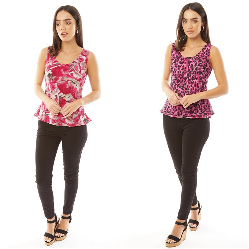 Onfire Womens Reversible Sleeveless Top Pink/Animal Print