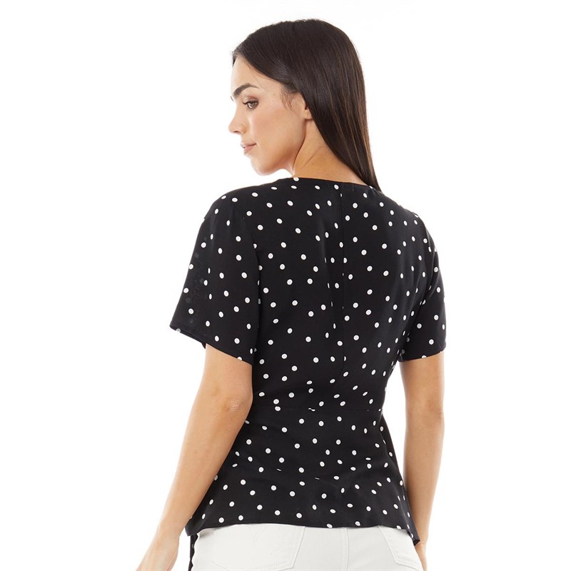Onfire Womens Viscose Wrap Top Polka Dot Print