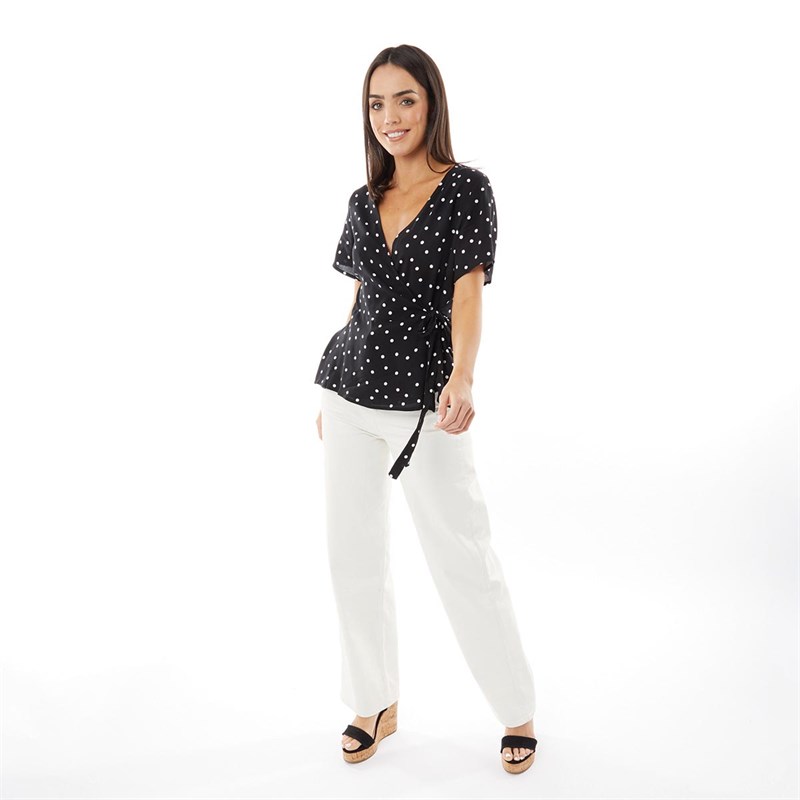Onfire Womens Viscose Wrap Top Polka Dot Print