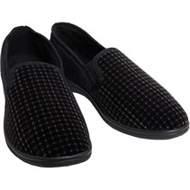 Onfire Mens Velour Twin Gusset Slippers Black