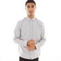 Onfire Heren Cotton Oxford Overhemden met lange mouwen Grijs