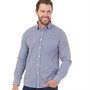 Onfire Heren Gingham Overhemden met lange mouwen Marineblauw Geruit