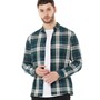 Onfire Chemises à Manches Longues Homme Bleu Vert Carreaux