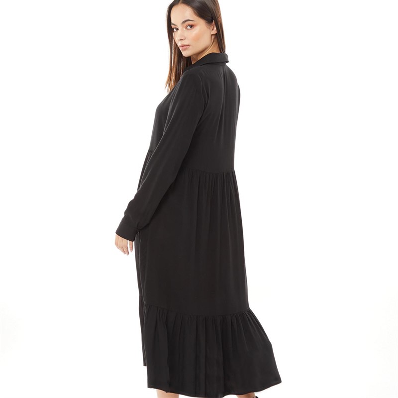 Onfire Womens Midi Tiered Dress Black