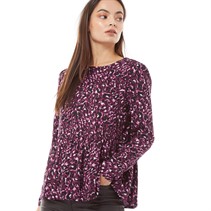 Onfire Womens Animal Print Smock Top Purple Animal