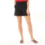 Onfire Womens Plain Tie Front Linen Mix Shorts Black