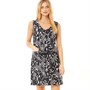 Onfire Womens V-Neck Printed Linen Mix Dress Black/Ecru Fern