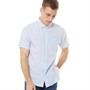 Onfire Mens Linen Mix Short Sleeve Shirt Light Blue