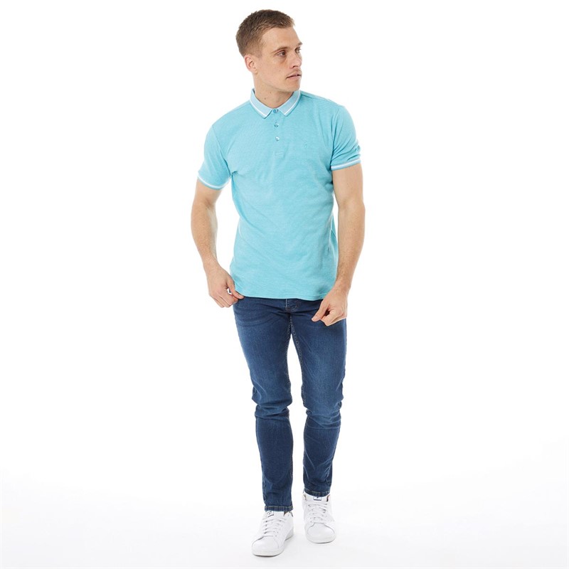 Onfire Mens Space Dyed Polo Shirt Aqua Blue