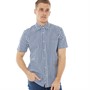 Onfire Mens Short Sleeve Yarn Dyed Gingham Shirt Navy/White