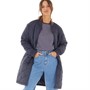Onfire Womens Long Collarless Onion Quilt Jacket Navy