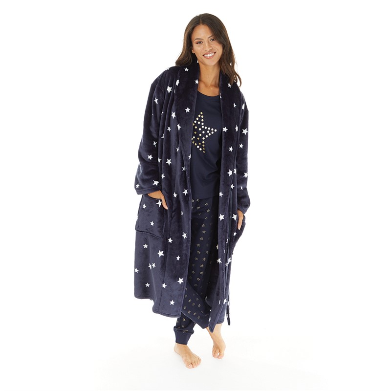 Onfire Womens Star AOP Robe Navy