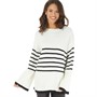 Onfire Womens Striped Crew Neck Sweater Black/Cream