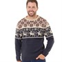 Onfire Mens Jacquard Crew Neck Sweater Navy/Multi