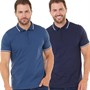 Onfire Mens Two Pack Zip Neck Pique Polo Shirts Navy Blazer/Dark Denim