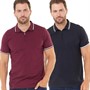 Onfire Mens Two Pack Zip Neck Pique Polo Shirts Dark Navy/Windsor Wine