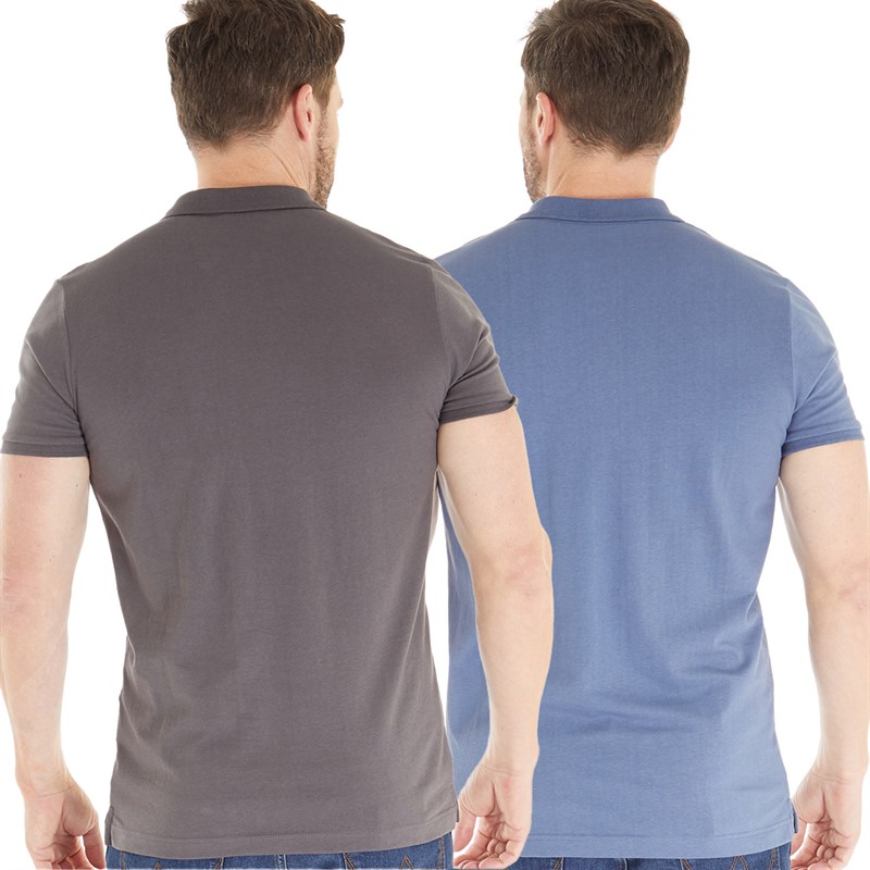 Onfire Mens Jersey Two Pack Polo Shirts Vintage Indigo/Magnet Grey