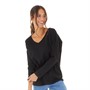 Onfire Womens V-neck Long Sleeve T-Shirt Black