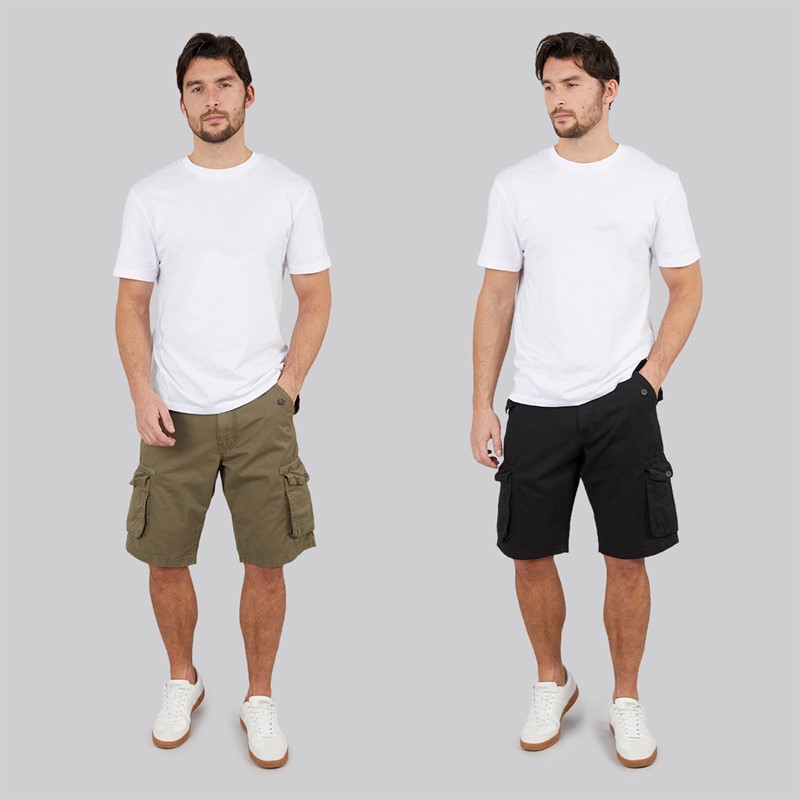 Onfire Mens Two Pack Combat Shorts Black/Khaki