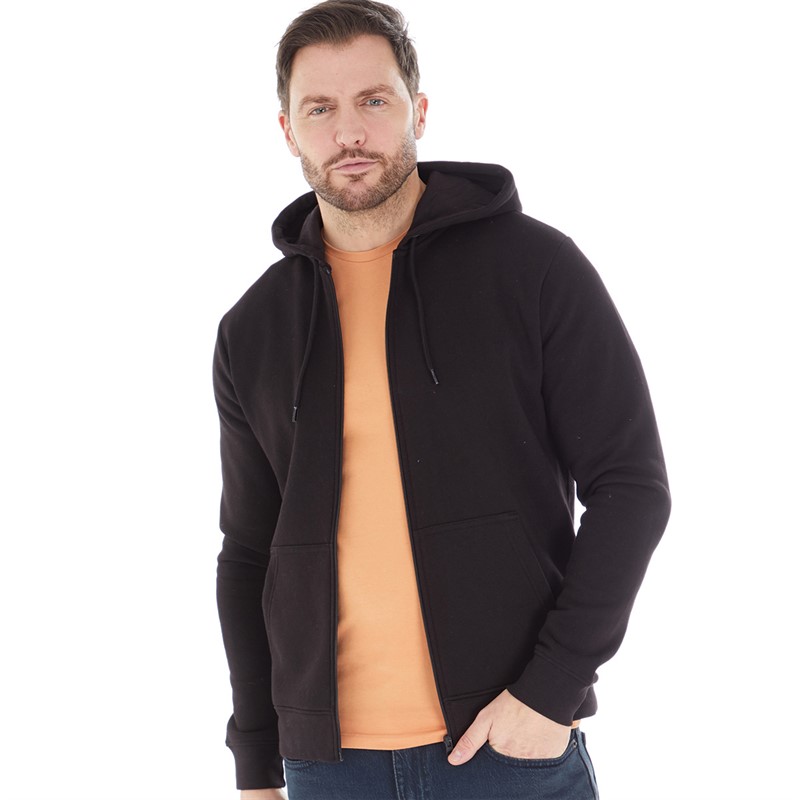 Buy Onfire Mens Zip Through Fleece Hoodie Black